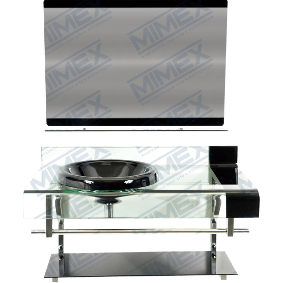 Gabinete Vidro Kit Retangular Small Suspenso Preto Texas 80 x 51 x 46cm